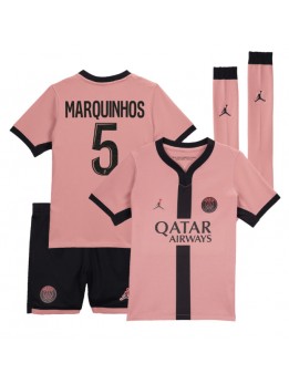 Paris Saint-Germain Marquinhos #5 Ausweichtrikot für Kinder 2024-25 Kurzarm (+ Kurze Hosen)